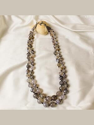 Black Streak Bead Two Line Necklace