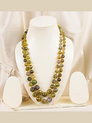 Black Streak Bead Two Line Necklace