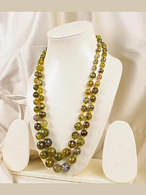 Black Streak Bead Two Line Necklace