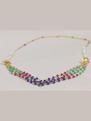 Handcrafted Multicolor Beaded Long Chain Ensemble Necklace