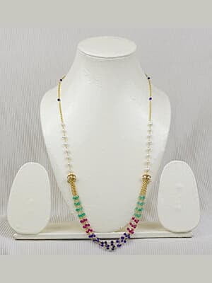 Handcrafted Multicolor Beaded Long Chain Ensemble Necklace