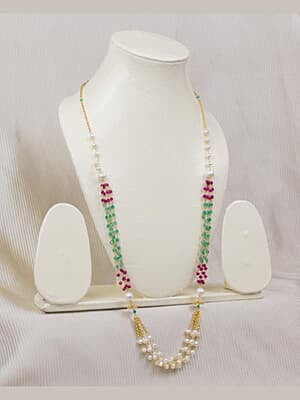 Handcrafted Multicolor Beaded Long Chain Ensemble Necklace