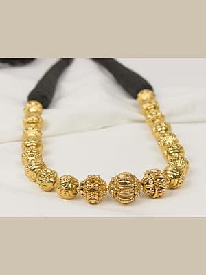 Gold Carved Handcrafted Bead Necklace