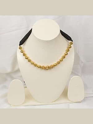 Gold Carved Handcrafted Bead Necklace