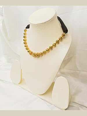 Gold Carved Handcrafted Bead Necklace