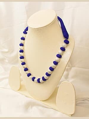 Silver Matte Carved Blue Dorje Chain