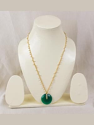 Onyx with Green Lapis Stone Necklace