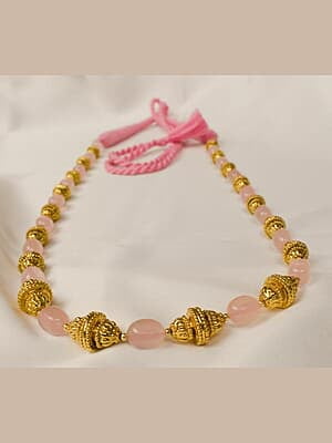 Gold Carved Bead Pink Carved Bead Top Pattern Chain