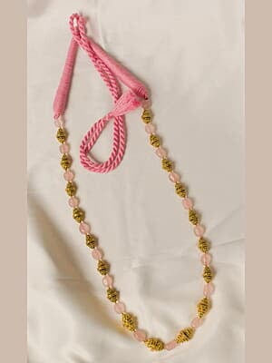 Gold Carved Bead Pink Carved Bead Top Pattern Chain