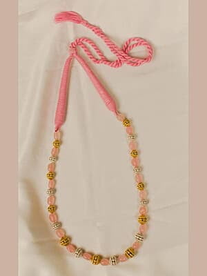 Gold Carved Bead Silver Carved Bead powder Pink Bead Chain