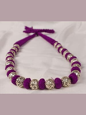 Silver Carved Dark Purple Dorje Chain 2