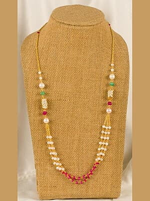 Handcrafted Multicolor Beaded Long Chain Ensemble Necklace