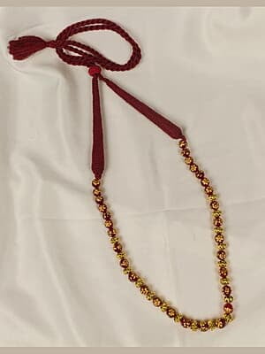 Red Jades Tanjore Painted With Gold Bead Necklace