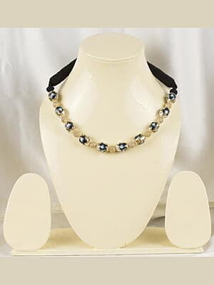 Mirror Ball Black Rose Oval Bead Chain