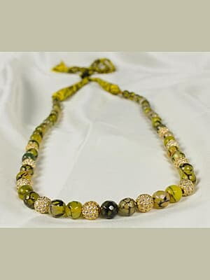 Mirror Ball Yellow Ridge Black Bead Chain