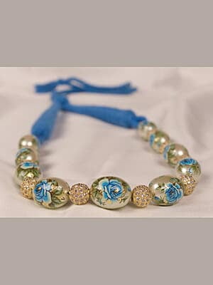 Mirror Ball Blue Rose Oval Bead Chain