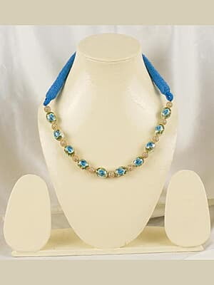 Mirror Ball Blue Rose Oval Bead Chain