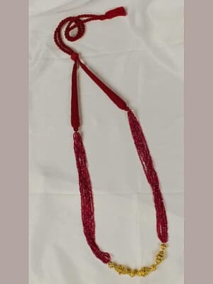 Gold Carved Beads Czed Red Chain