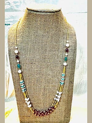 Handcrafted Multicolor Beaded Long Chain Ensemble Necklace