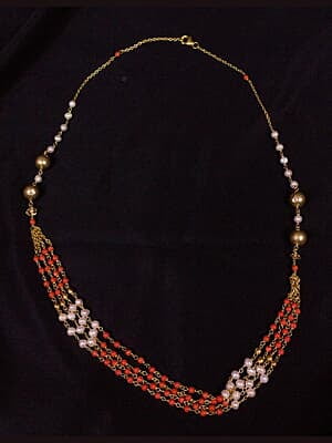 Handcrafted Multicolor Beaded Long Chain Ensemble Necklace