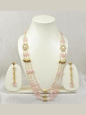 Yellow Citrine with Gold Beads Necklace Set